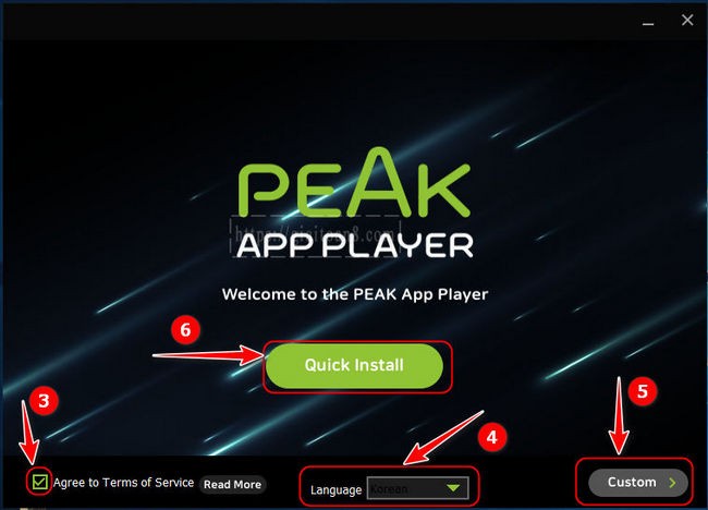 cach cai peak app player