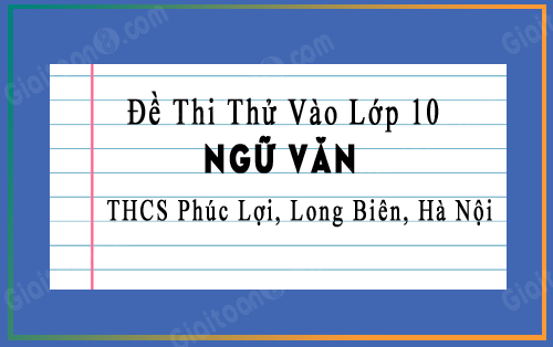 Đề thi thử vào 10 môn Văn trường THCS Phúc Lợi, Long Biên, Hà Nội